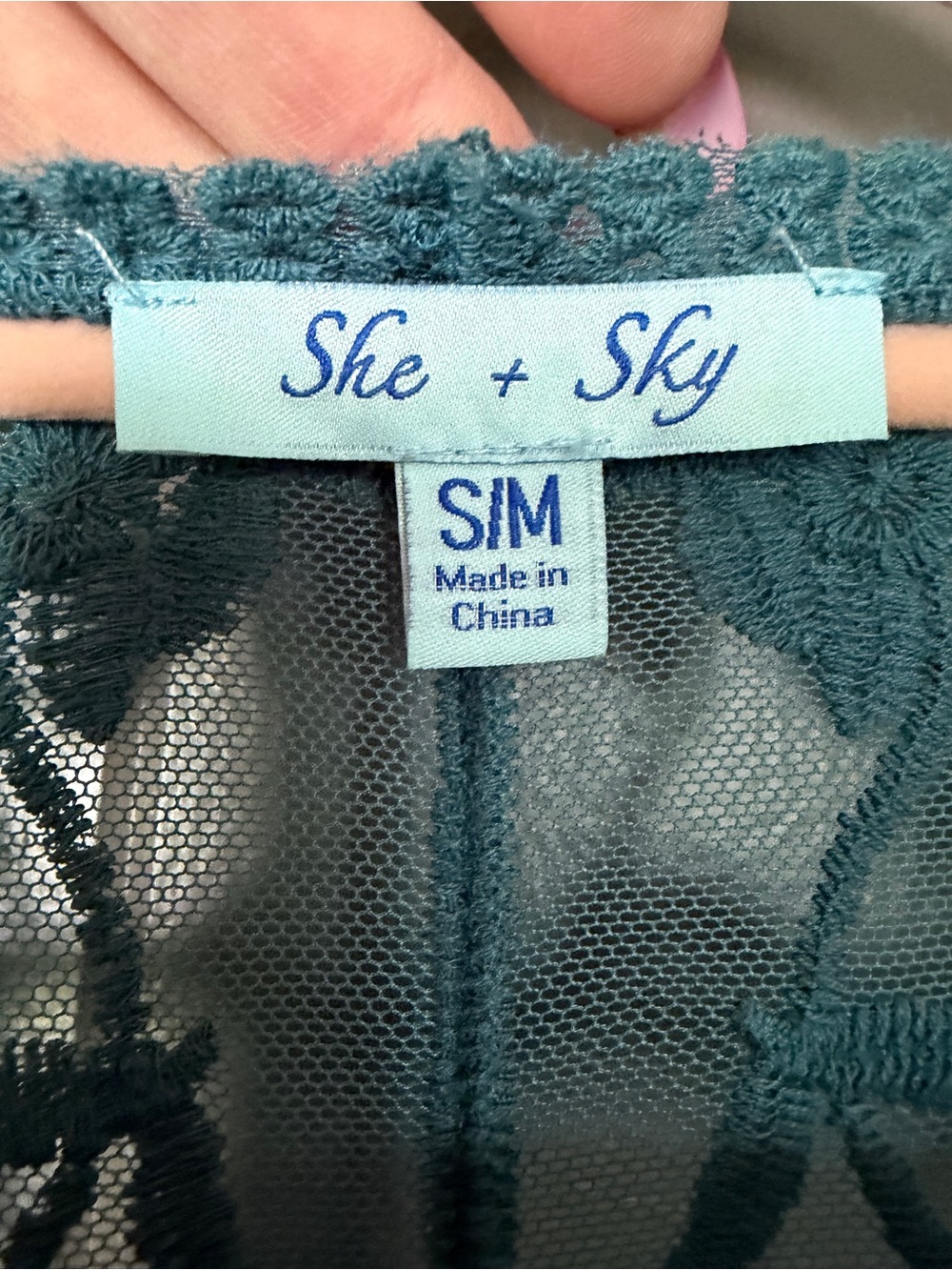 She + Sky Teal Lace Kimono - Picture 3 of 4